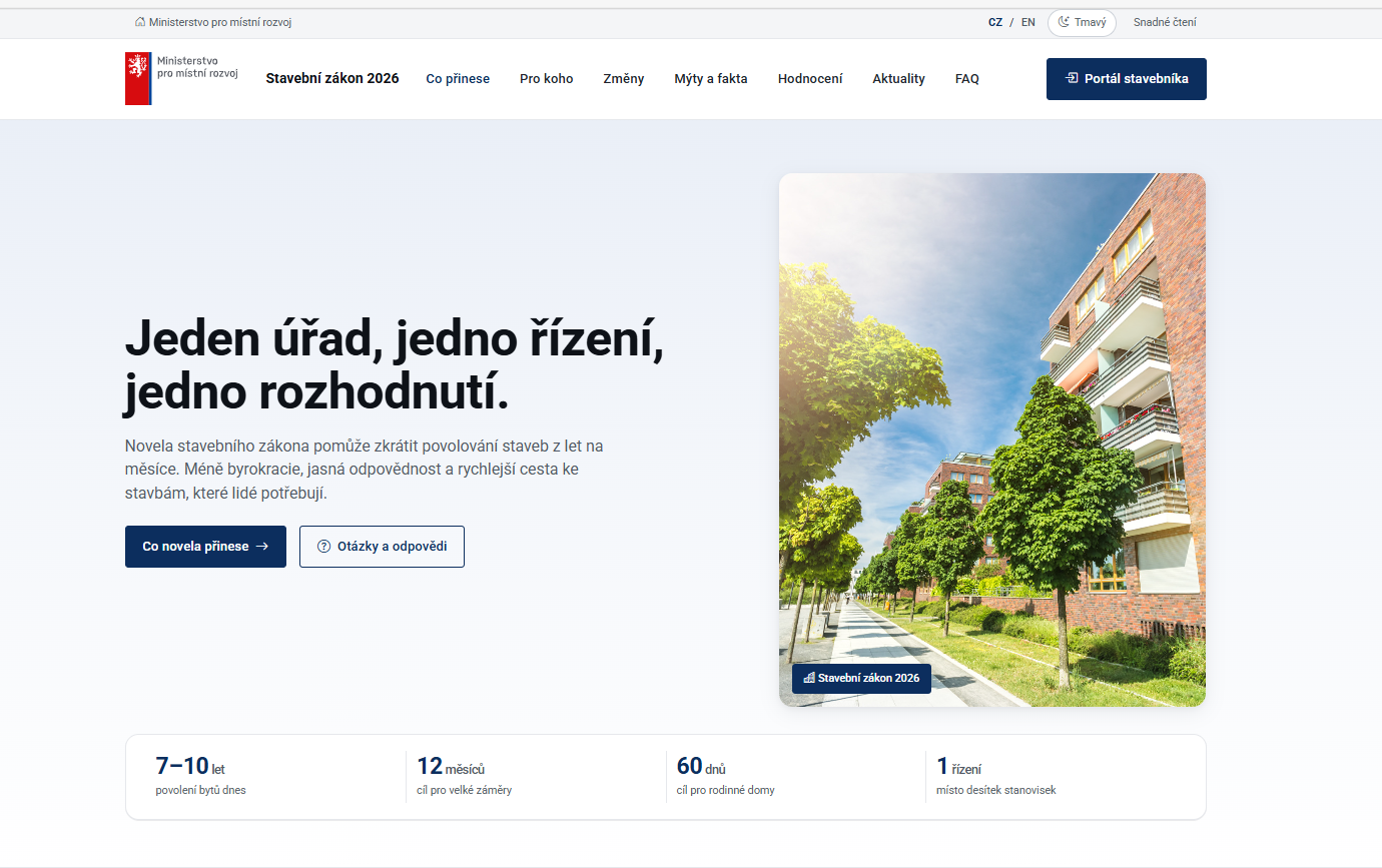 Nový informační rozcestník ke stavebnímu zákonu